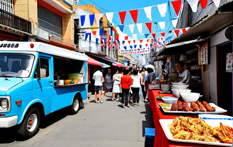 **

"A vibrant street scene in Montevideo, Uruguay. In the foreground, a modern food truck serves Korean BBQ with a uniquely Uruguayan twist, perhaps using locally sourced beef and featuring a mate-infused marinade. Locals are gathered, enjoying the food and the lively atmosphere. Korean and Uruguayan flags are subtly displayed. The scene represents the fusion of cultures and the growing popularity of Korean cuisine in Uruguay."

**